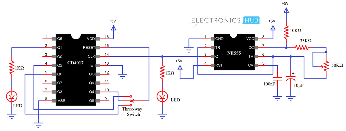 分频器电路使用555和4017电路图